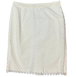 LOFT A-Line Lace Overlay Skirt in Eggshell Size 4 NWOT‎
